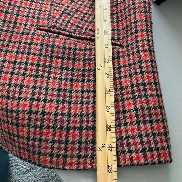 Talbots 20W Aberdeen Blazer Houndstooth Wool Bl Burgundy Old Money Classic - Picture 12 of 14